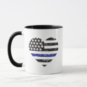 Thin Blue Line Heart USA Flag Police Support Mok (Links)