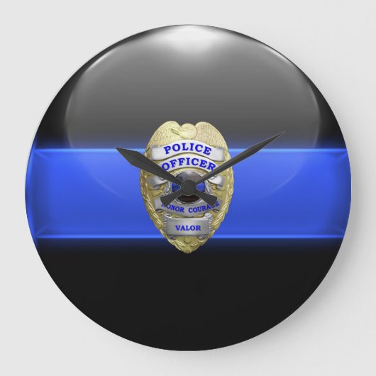 Thin Blue Line - High Resolution Police Badge Grote Klok (Voorkant)