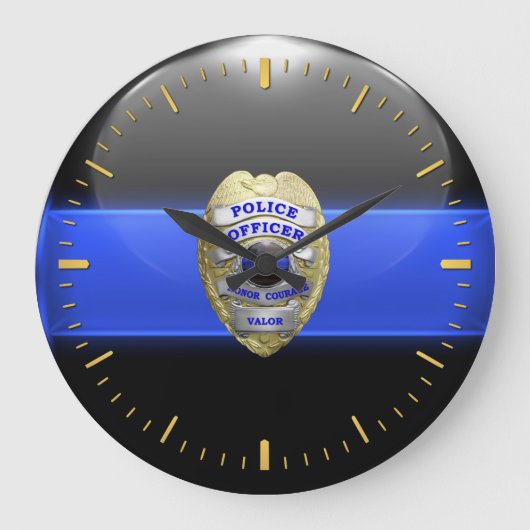Thin Blue Line - High Resolution Police Badge Larg Grote Klok (Voorkant)
