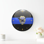 Thin Blue Line - High Resolution Police Badge Larg Grote Klok (Huis)