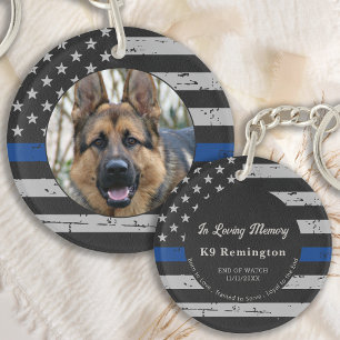 Thin Blue Line - In Living Memory - K9 Politie Dog Sleutelhanger