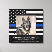 Thin Blue Line K9 agent Politie Dog Memorial Canvas Afdruk (Voorkant)