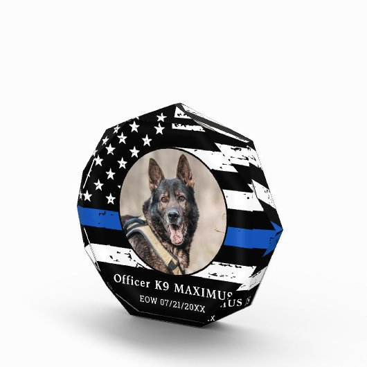 Thin Blue Line K9 agent Politie Dog Memorial Fotoblokken (Rechts)