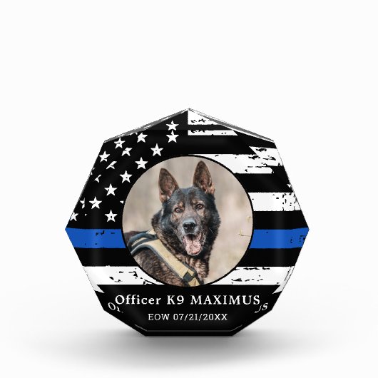 Thin Blue Line K9 agent Politie Dog Memorial Fotoblokken (Voorkant)