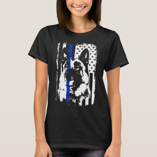 Thin Blue Line K9 German Shepherd Police Dog T-shirt (Voorkant)