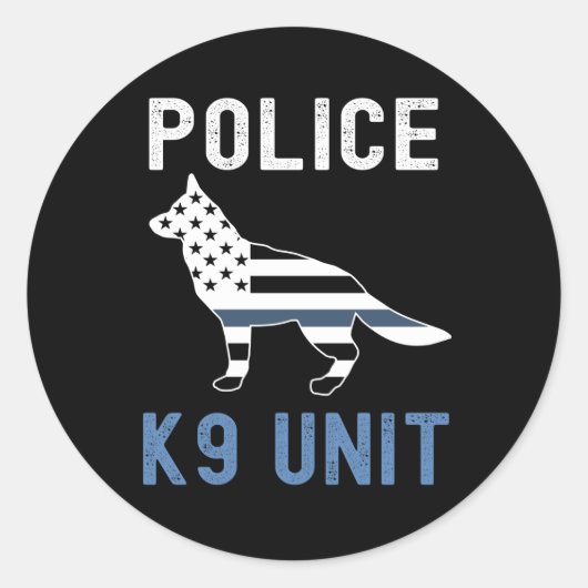 Thin Blue Line K9 German Shepherd Police K9 Ronde Sticker (Voorkant)