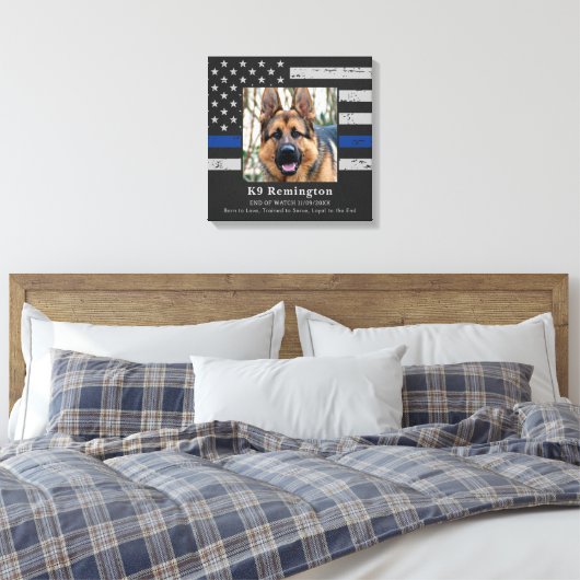 Thin Blue Line K9 Politie Dog Memorial Canvas Afdruk (Insitu (Slaapkamer))