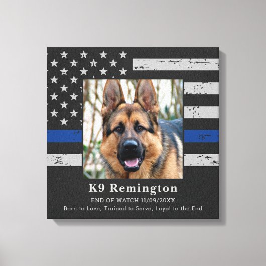Thin Blue Line K9 Politie Dog Memorial Canvas Afdruk (Voorkant)
