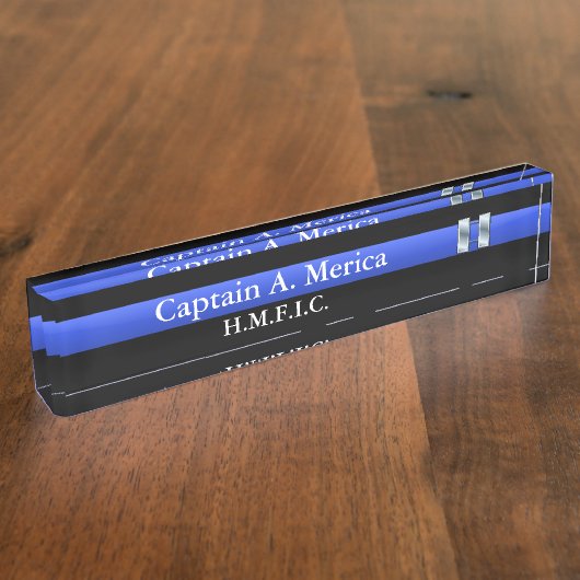 Thin Blue Line - Kapitein Bars Rank Naambordje (Zijkant)