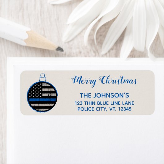 Thin Blue Line Kerstmis - wetshandhaving - politie Etiket (Insitu)