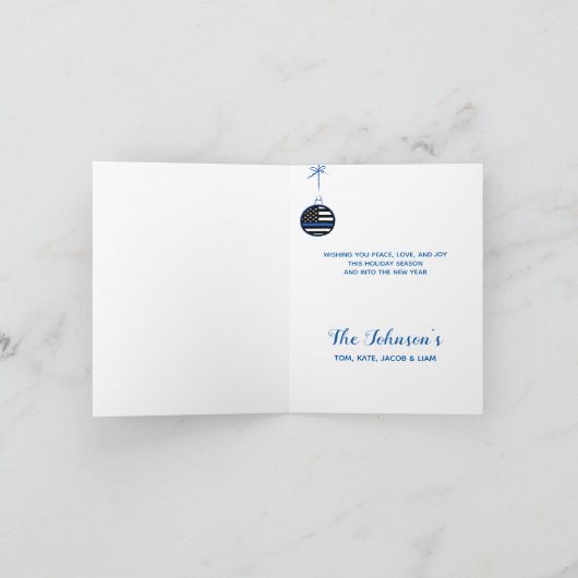 Thin Blue Line-kerstwetpolitie Feestdagen Kaart (Binnen)