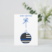 Thin Blue Line-kerstwetpolitie Feestdagenkaart (Staand voorkant)