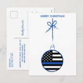 Thin Blue Line-kerstwetpolitie Feestdagenkaart (Voorkant / Achterkant)
