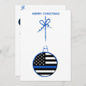 Thin Blue Line-kerstwetpolitie Feestdagenkaart (Voorkant / Achterkant)