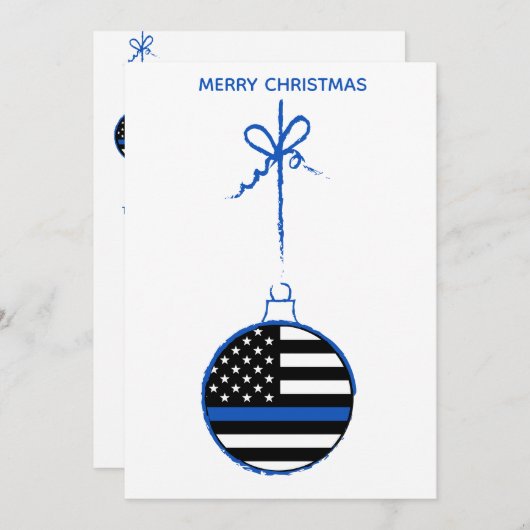 Thin Blue Line-kerstwetpolitie Feestdagenkaart (Voorkant / Achterkant)