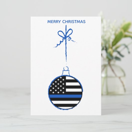 Thin Blue Line-kerstwetpolitie Feestdagenkaart (Staand voorkant)
