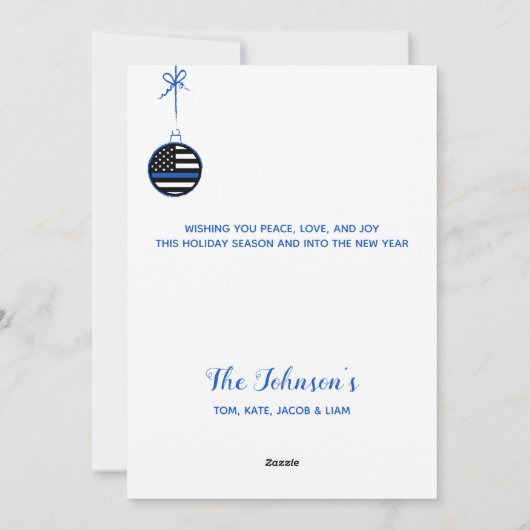 Thin Blue Line-kerstwetpolitie Feestdagenkaart (Achterkant)