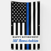 Thin Blue Line Law Enforcement Happy Retirement Spandoek (Verticaal)