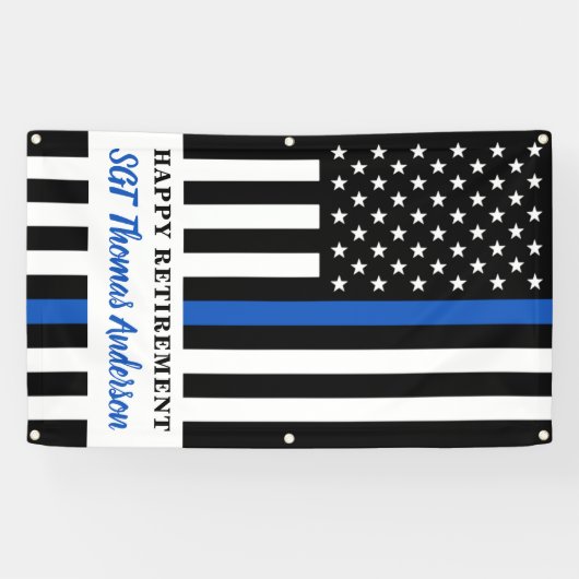 Thin Blue Line Law Enforcement Happy Retirement Spandoek (Horizontaal)