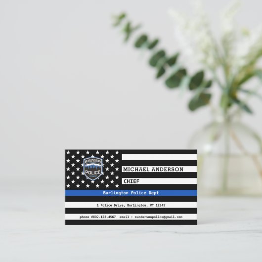 Thin Blue Line Law Enforcement Logo Custom Police Visitekaartje (Staand voorkant)