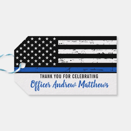 Thin Blue Line Law Enforcement Police Afstuderen Cadeaulabel (Achterkant Horizontaal)