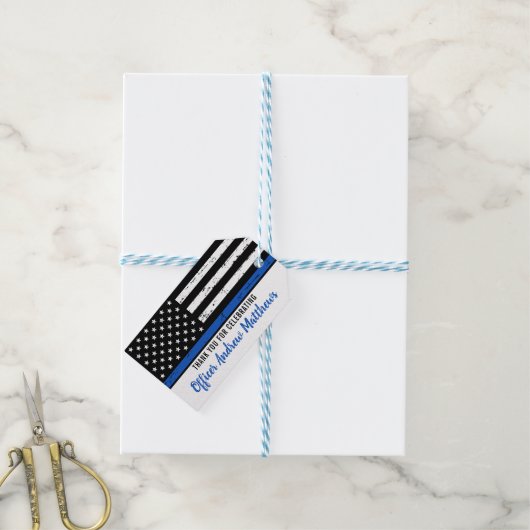 Thin Blue Line Law Enforcement Police Afstuderen Cadeaulabel (Met Touw)