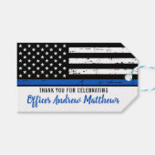 Thin Blue Line Law Enforcement Police Afstuderen Cadeaulabel (Voorkant (Horizontaal))