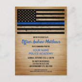 Thin Blue Line Law Enforcement Police Afstuderen I Uitnodiging Briefkaart (Voorkant)