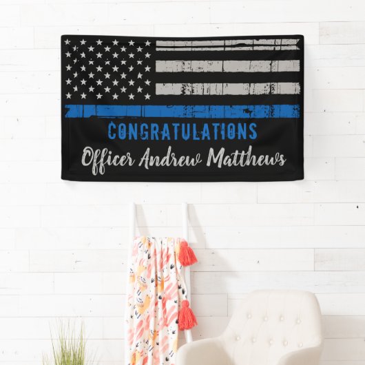 Thin Blue Line Law Enforcement Police Afstuderen Spandoek (Insitu)