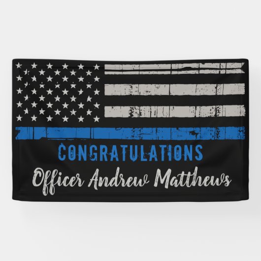 Thin Blue Line Law Enforcement Police Afstuderen Spandoek (Horizontaal)