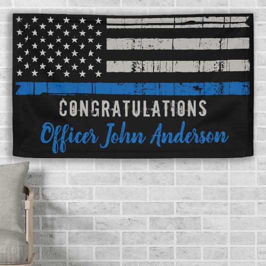 Thin Blue Line Law Enforcement Police Afstuderen Spandoek