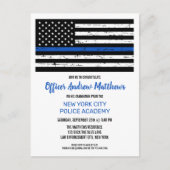 Thin Blue Line Law Enforcement Police Afstuderen Uitnodiging Briefkaart (Voorkant)