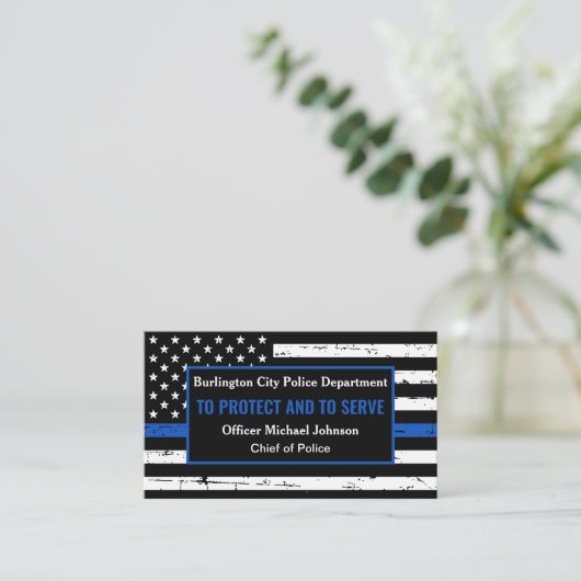 Thin Blue Line Law Enforcement Police Department Visitekaartje (Staand voorkant)