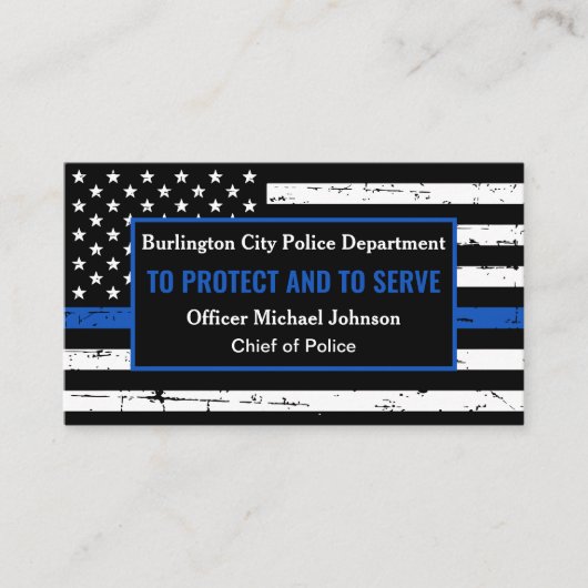 Thin Blue Line Law Enforcement Police Department Visitekaartje (Voorkant)