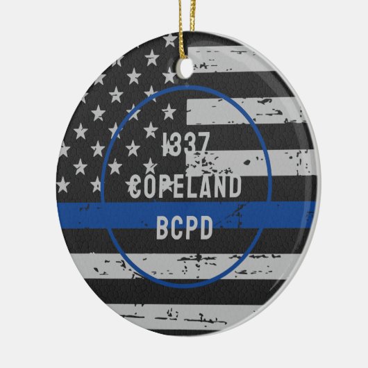 Thin Blue Line Law Enforcement Police Officer Keramisch Ornament (Links)