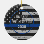 Thin Blue Line Law Enforcement Police Officer Keramisch Ornament (Achterkant)
