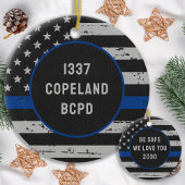 Thin Blue Line Law Enforcement Police Officer Keramisch Ornament
