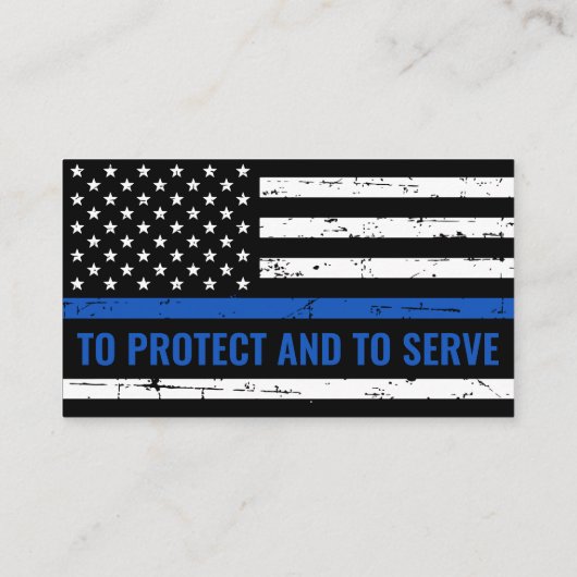 Thin Blue Line Law Enforcement Police Officer Visitekaartje (Achterkant)