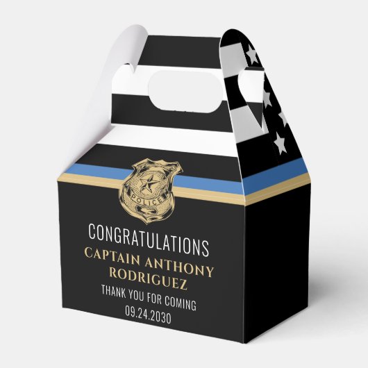 Thin Blue Line Law Enforcement Police Retirement Bedankdoosjes (Achterkant)