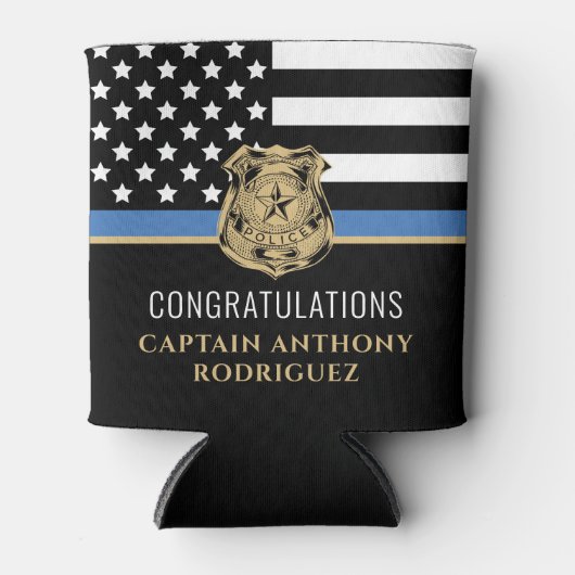 Thin Blue Line Law Enforcement Police Retirement Blikjeskoeler (Voorkant)