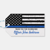 Thin Blue Line Law Enforcement Police Retirement Cadeaulabel (Achterkant Horizontaal)