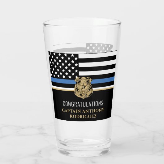 Thin Blue Line Law Enforcement Police Retirement Glas (Achterkant)