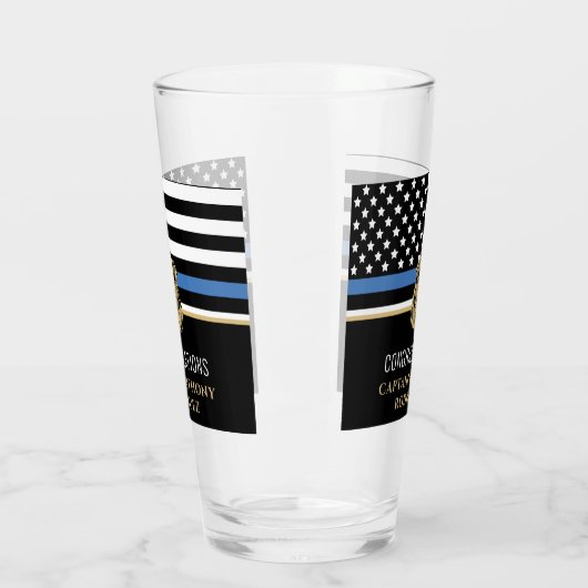 Thin Blue Line Law Enforcement Police Retirement Glas (Links)