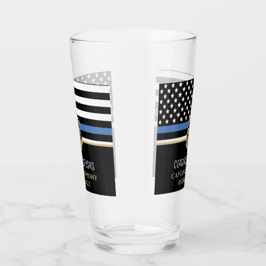 Thin Blue Line Law Enforcement Police Retirement Glas (Rechts)