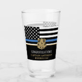 Thin Blue Line Law Enforcement Police Retirement Glas (Voorkant)