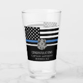 Thin Blue Line Law Enforcement Police Retirement Glas (Achterkant)