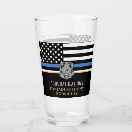 Thin Blue Line Law Enforcement Police Retirement Glas (Achterkant)