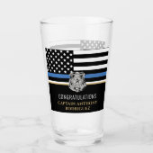 Thin Blue Line Law Enforcement Police Retirement Glas (Voorkant)