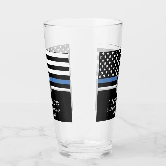 Thin Blue Line Law Enforcement Police Retirement Glas (Rechts)