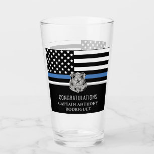 Thin Blue Line Law Enforcement Police Retirement Glas